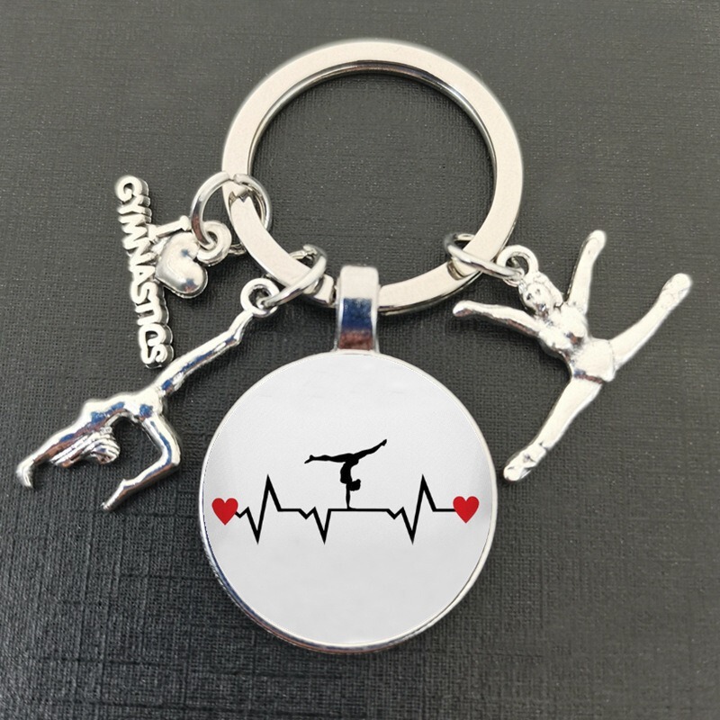 Hot-Selling Amazon Gymnastics Glass Pendant Charm Keychain Dance Enthusiasts Keychain Hot-Selling Amazon Gymnastics Glass Pendant Charm Keychain Dance Enthusiasts Keychain