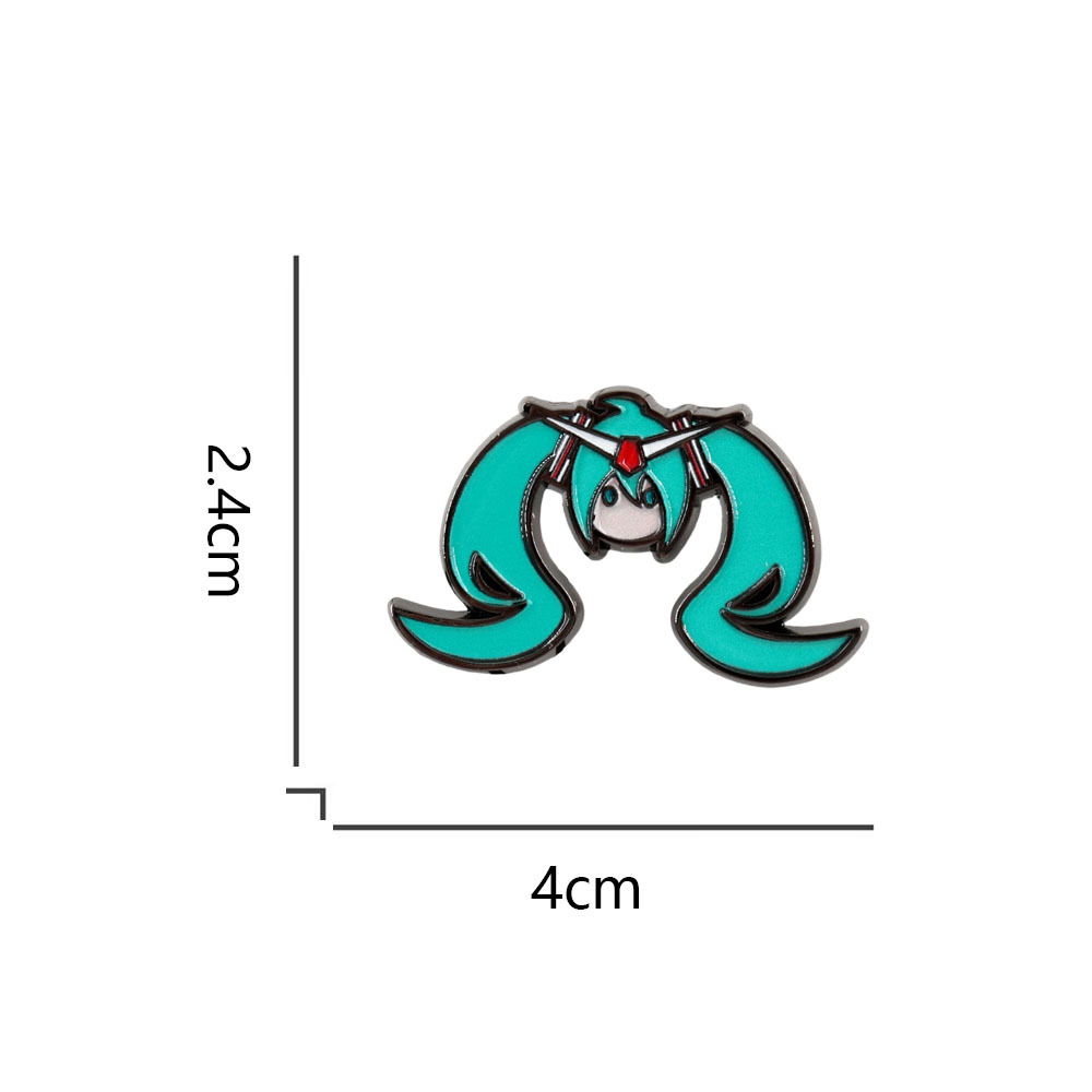 Hatsune Miku Q-version metal brooch, Hatsune Miku fan-made enamel badge, cute cartoon accessory for collars and bags
