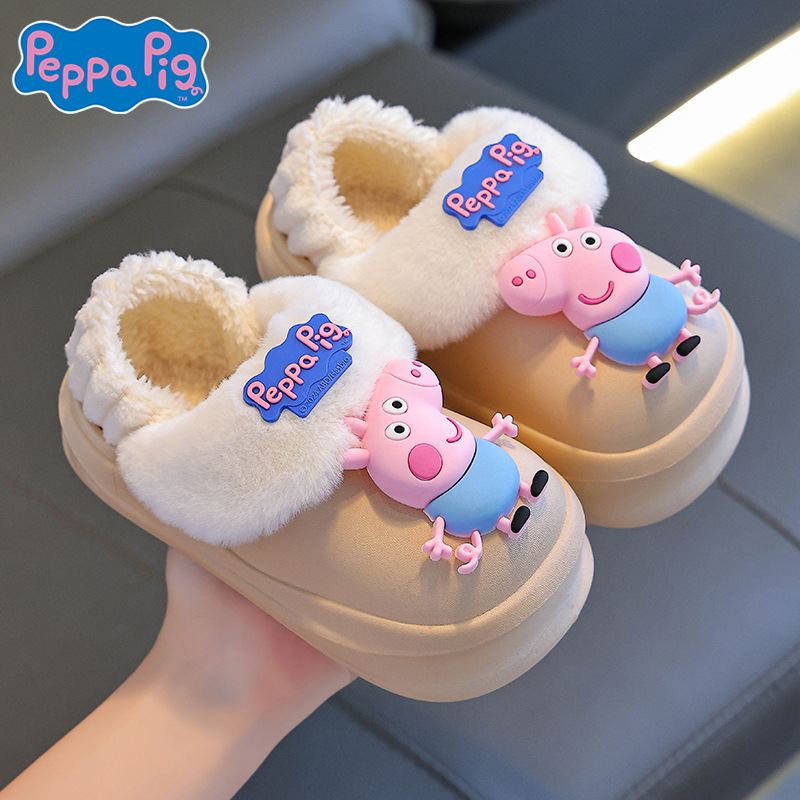 Piggy Page zapatillas de algodón de invierno para niños, niños y niñas, bolsas de terciopelo cálidas, tacones desmontables impermeables para zapatos caseros de bebé
