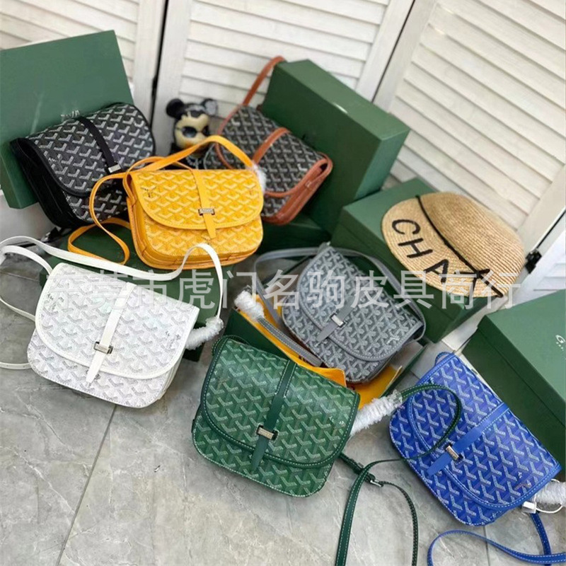 2025 New Goyard Dog Tooth Bag Fashionable and Versatile Goya Goyard Printed Shoulder Messenger Crossbody Saddle Bag