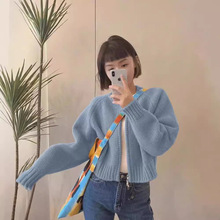 小香风短款100羊毛外套女装秋冬宽松加厚拉链开衫长袖针织上衣