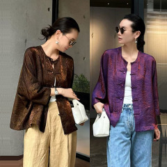 品质保证舒适气质减龄中年女秋装新中式国风外套开衫宽松大码衬衫