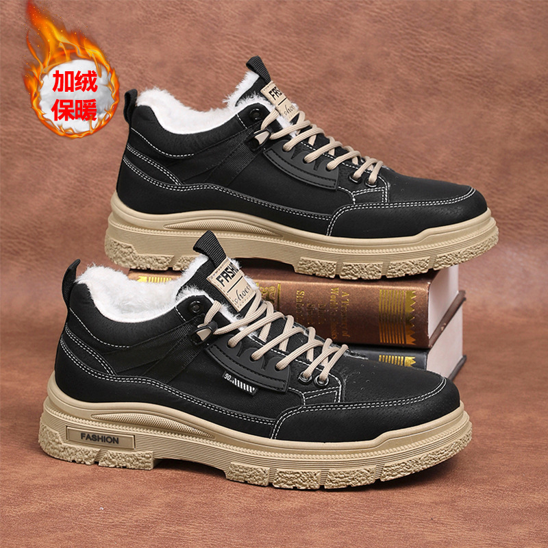 Zapatos de invierno de moda para hombres, zapatos deportivos y casuales de lazos, zapatos de estilo británico resistentes al desgaste, zapatos Martin