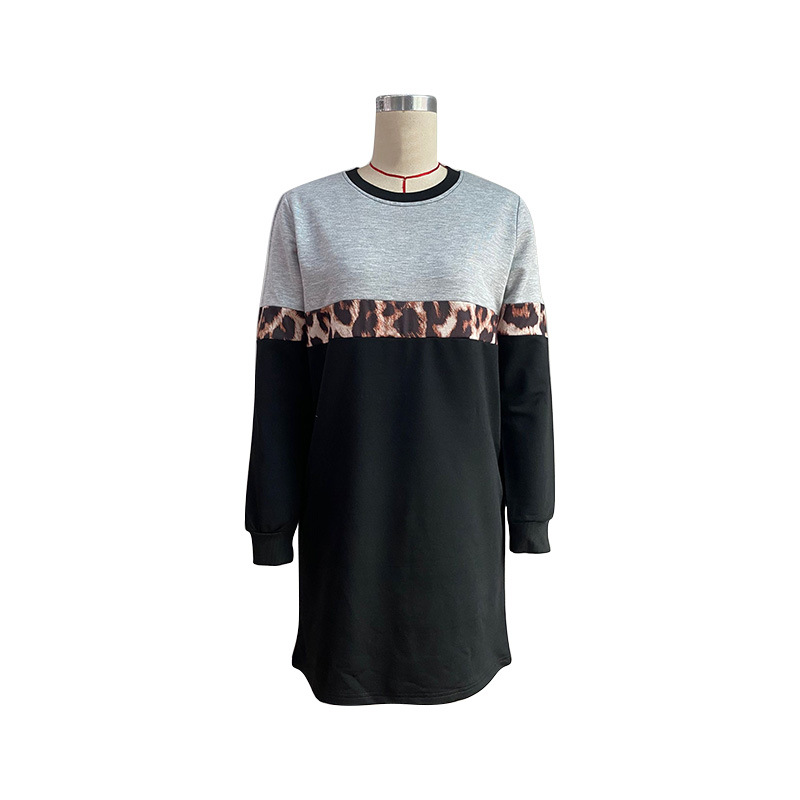 Ropa de mujer para otoño e invierno, sudadera informal con costuras sueltas y vestido de manga larga.