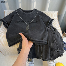 男童韩版帅气短袖套装夏季高级感儿童装宝宝炸街T恤短裤两件套潮