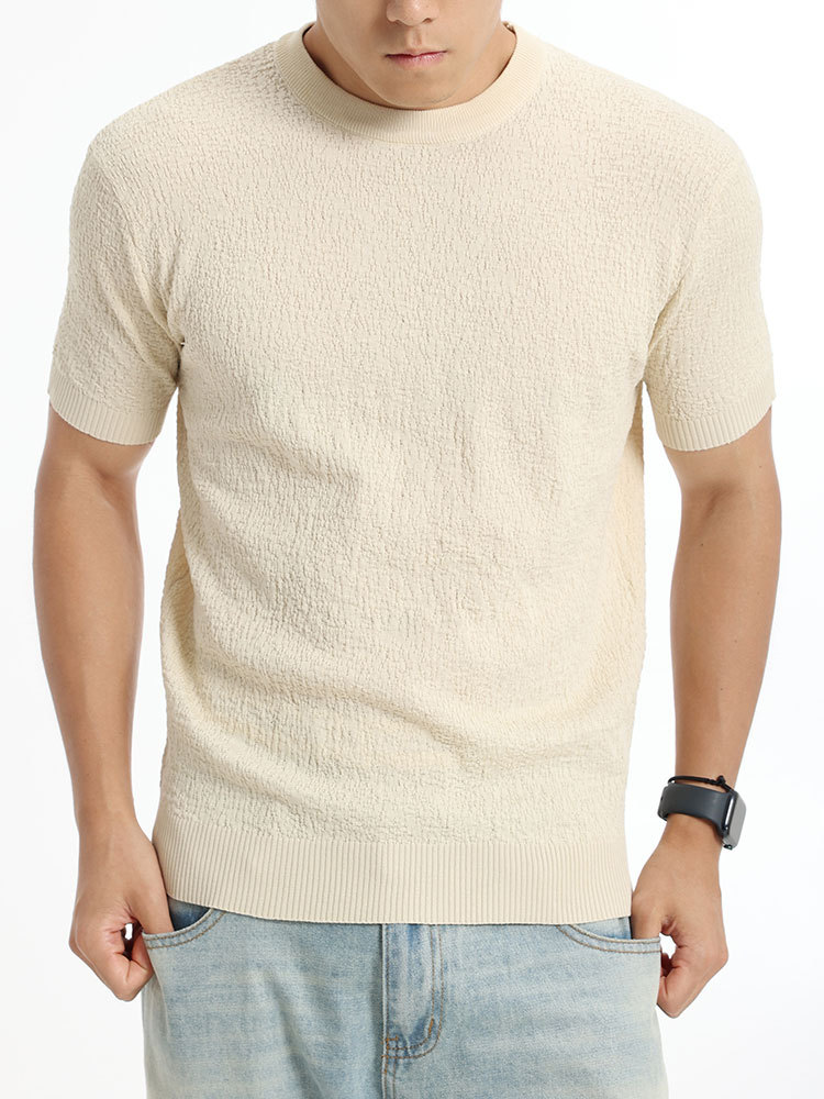 Hombre de alta gama camiseta de punto de hielo de manga corta de hombre lujo ligero de lujo de alta calidad nueva camiseta de peso pesado casual para hombre