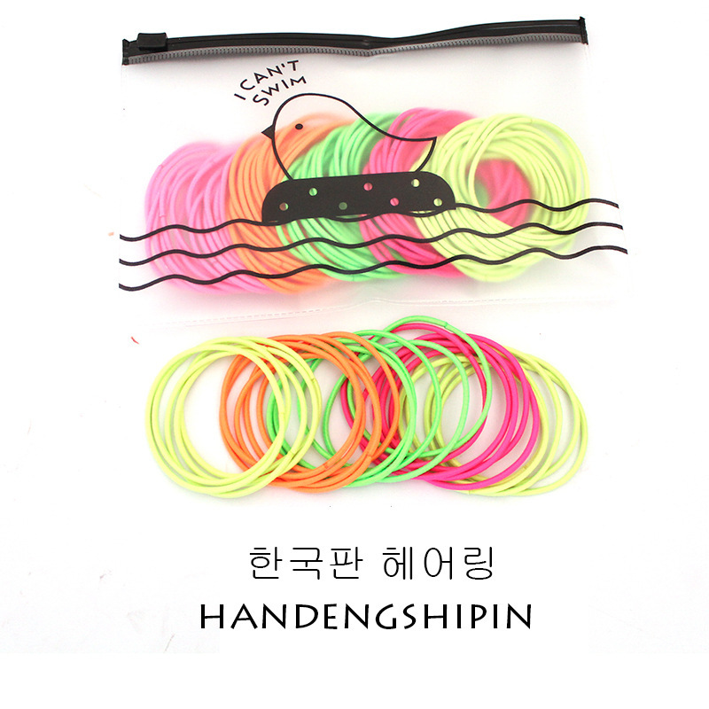 Estilo coreano simple cuerda de pelo de la muchacha de alta banda de goma elástica bolsa de aves banda de pelo sin costura básica cuerda de pelo tocado banda de pelo