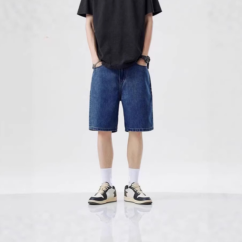 AliExpress New Summer Thin Shorts High-Waisted Stylish Simple Men's Slimming Loose Straight-Leg Denim Shorts