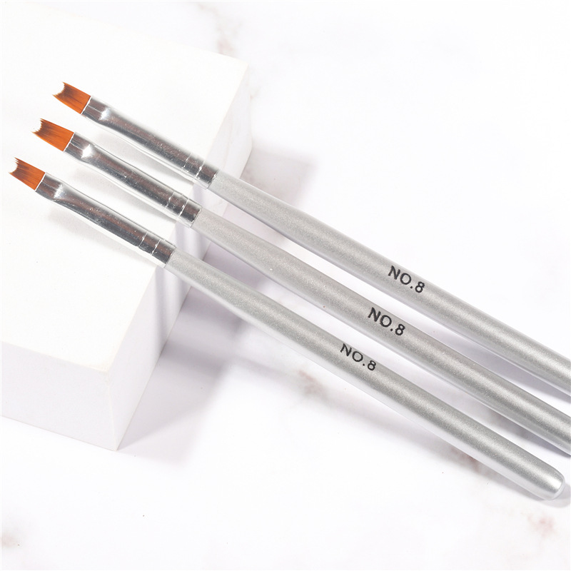 Cepillo de uñas al por mayor varilla de Plata francés pluma de uñas media luna cepillo sonrisa línea media luna francesa pluma #8