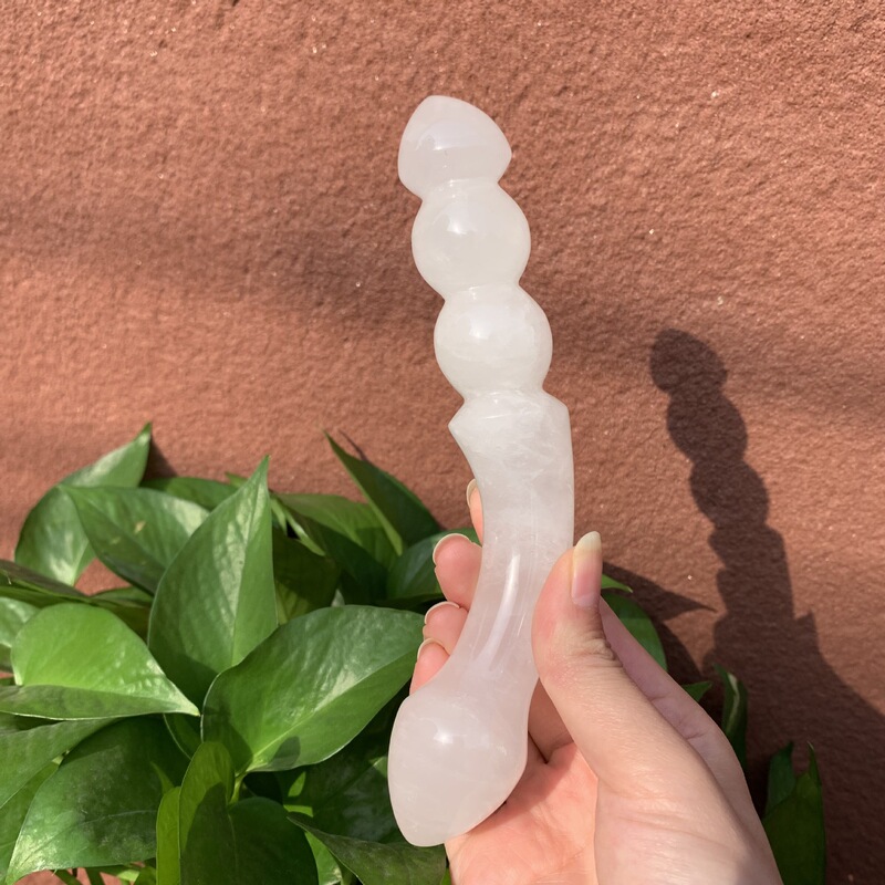天然白水晶雕刻原石打磨水晶按摩棒 图 2