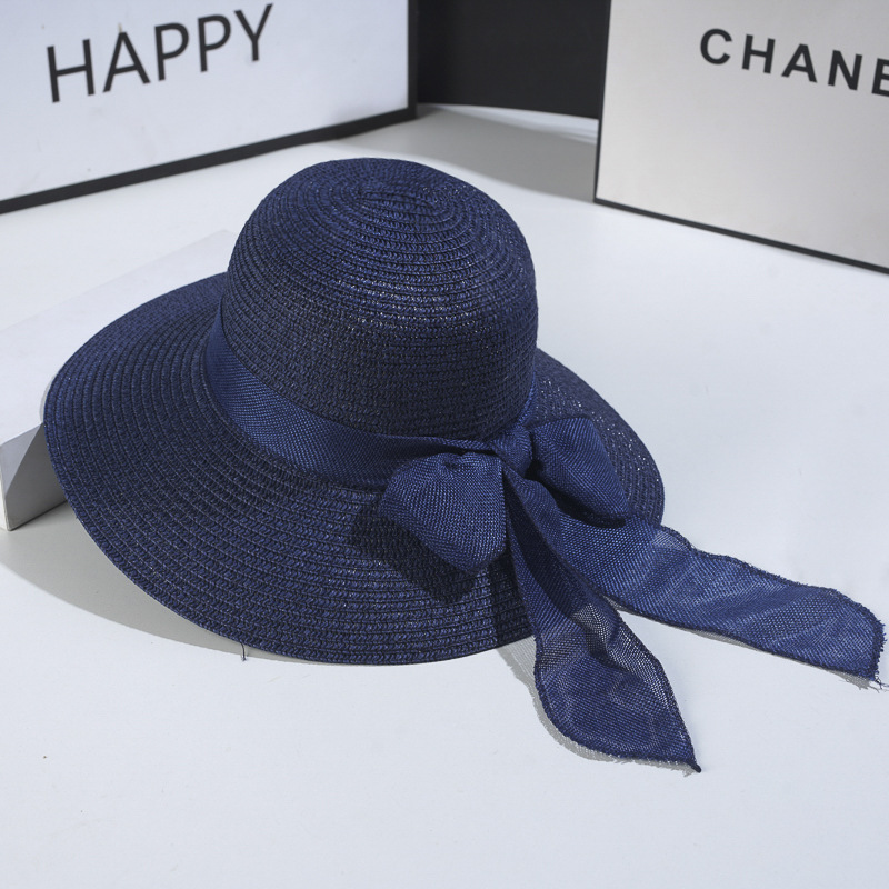 Women's Sweet Bow Knot Wide Eaves Straw Hat display picture 7