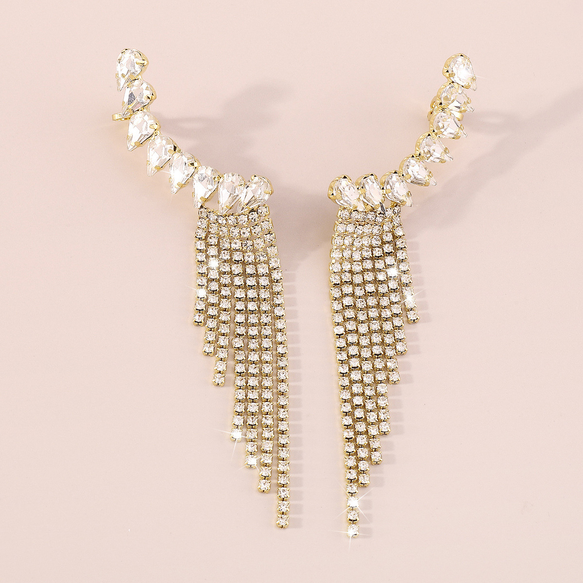 20g Weight Rhinestones Inlay Material Earrings Classification Alloy Material Geometric Pattern Women'S Gender Fashion Style Gold, Silver Color Fashion Geometric Alloy Rhinestones Drop Earrings 7