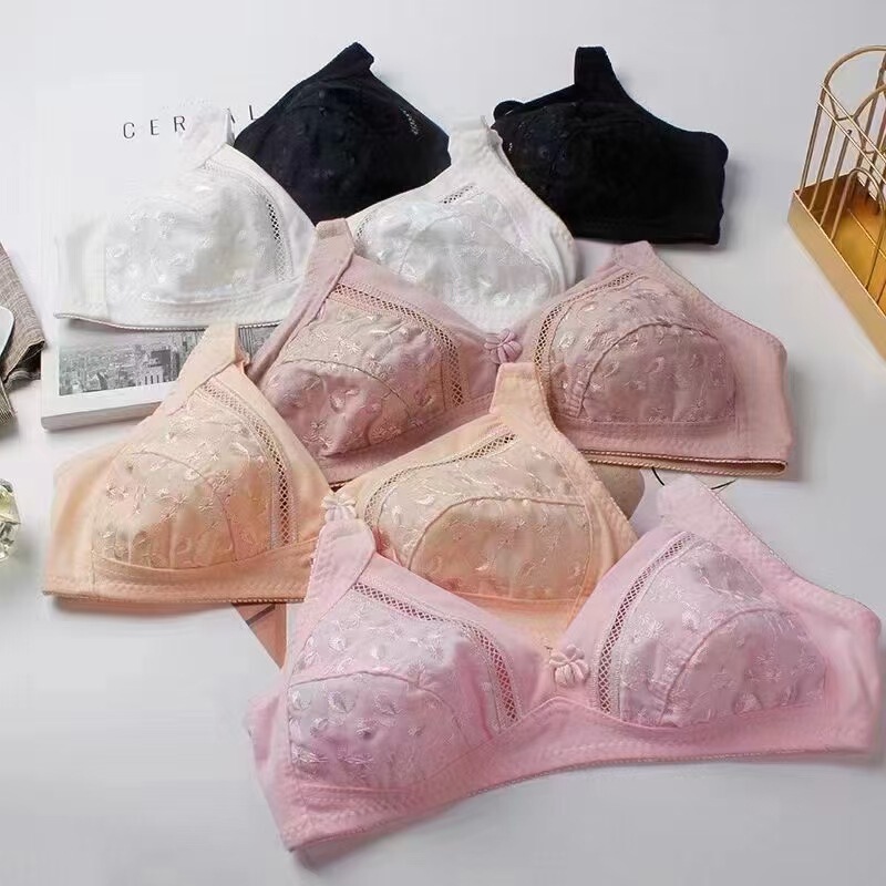 Guilihua 368 Sponge-Free and Wire-Free Mother's Intimates Summer Middle-Aged and Elderly Intimates Thin Breathable Bra with Two Rows of Buttons