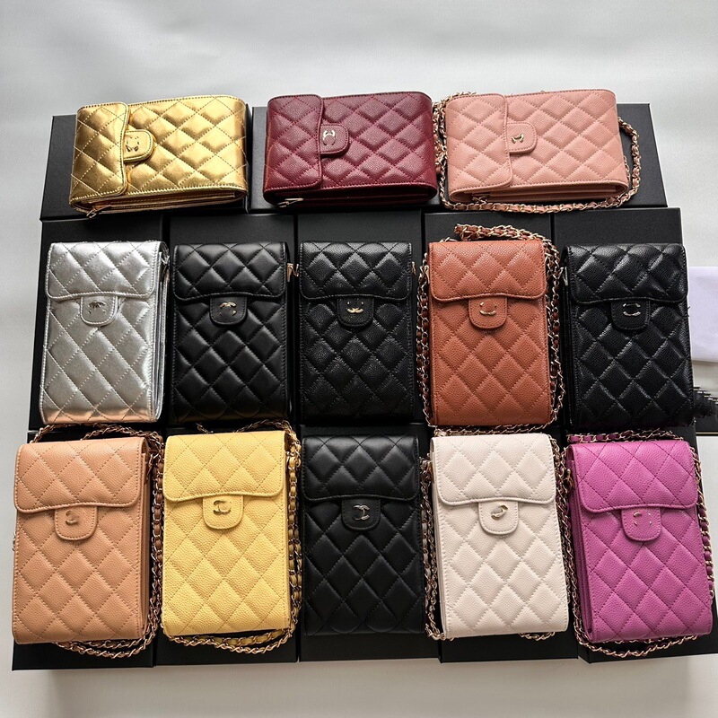 Xiaoxiang mobile phone bag, quilted genuine leather crossbody coin purse, card holder, Chanel-style wallet, large-capacity coin purse for outings Xiaoxiang mobile phone bag, quilted genuine leather crossbody coin purse, card holder, Chanel-style wallet, large-capacity coin purse for outings