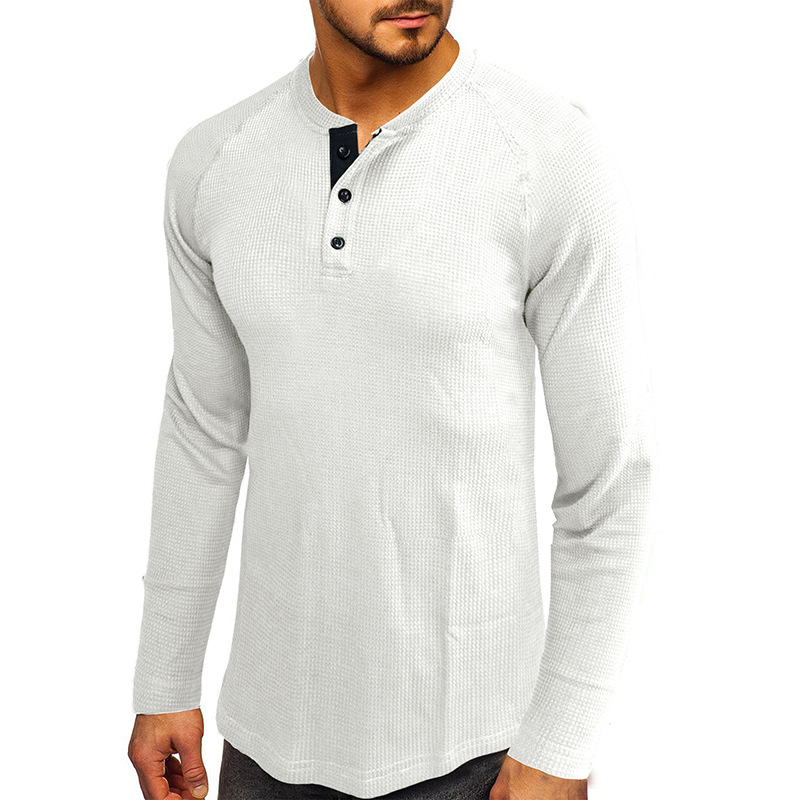Men's T-shirt Long Sleeve Loose Fit Plain Basic Autumn Winter_voghion.com