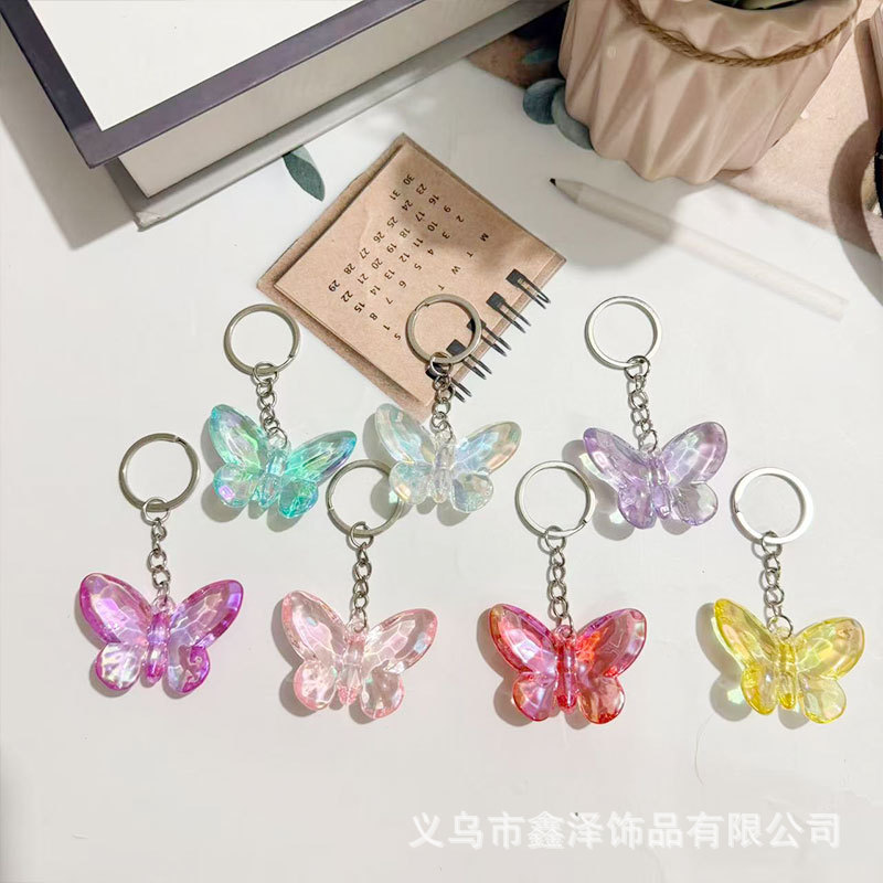 Color fantasma de color gelatina mariposa llavero acrílico transparente colgante de dibujos animados pericardias de niñas joyas de ropa al por mayor image 14