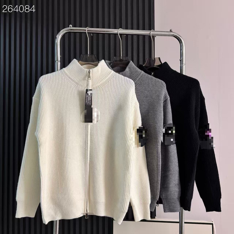 Cross-border STONESLAND Shidao Zipper Open-Front Stand Collar Sweater Versatile Simple Unisex Knitwear Island Cross-border STONESLAND Shidao Zipper Open-Front Stand Collar Sweater Versatile Simple Unisex Knitwear Island