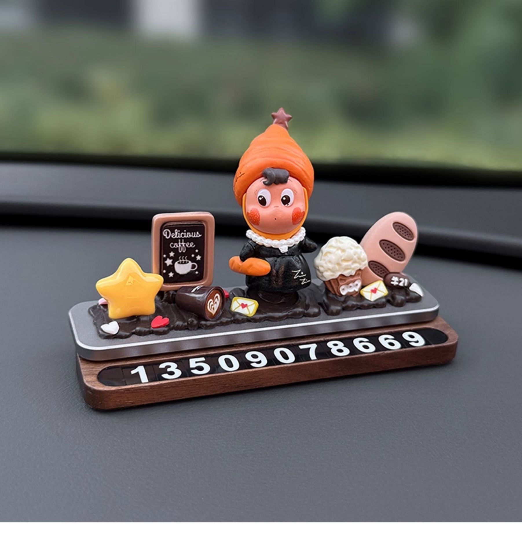 Car Phone Number Plate, Temporary Parking Car Decoration, Cute Star-Shaped Girl Figure