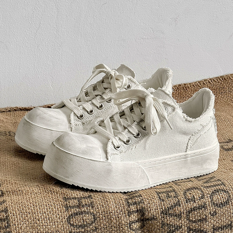 Старая полировка весенняя и летняя обувь на холсте мужская толстая подошва увеличивается