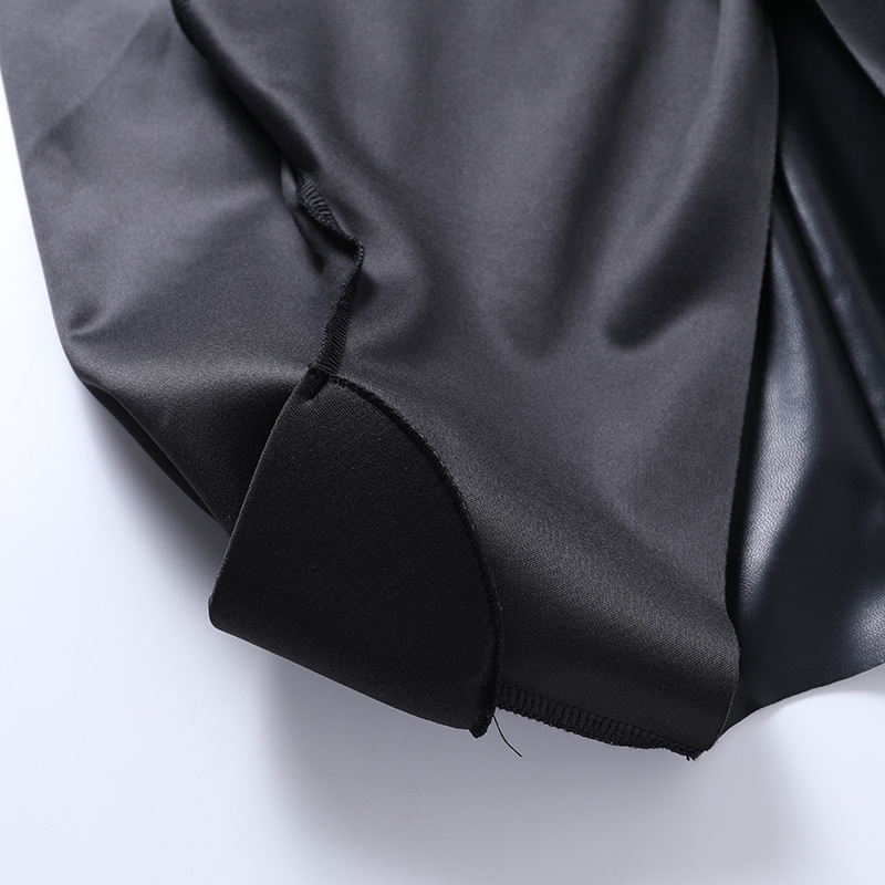 Deep V Sexy Long-Sleeved Bag Hip Leather Dress NSFLY97313