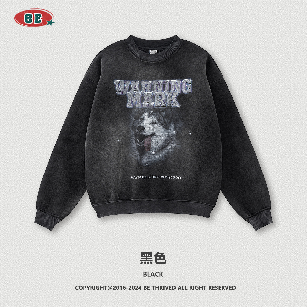 BE ropa de hombre | 2025 otoño adolescente suelto americano retro calle principal estampado animal cuello redondo suéter para hombre