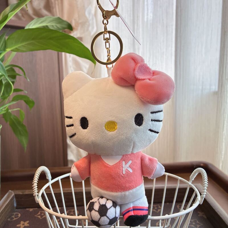 可爱萌足球kt猫小挂件毛绒玩具公仔小猫咪包包挂饰钥匙扣娃娃玩偶|undefined