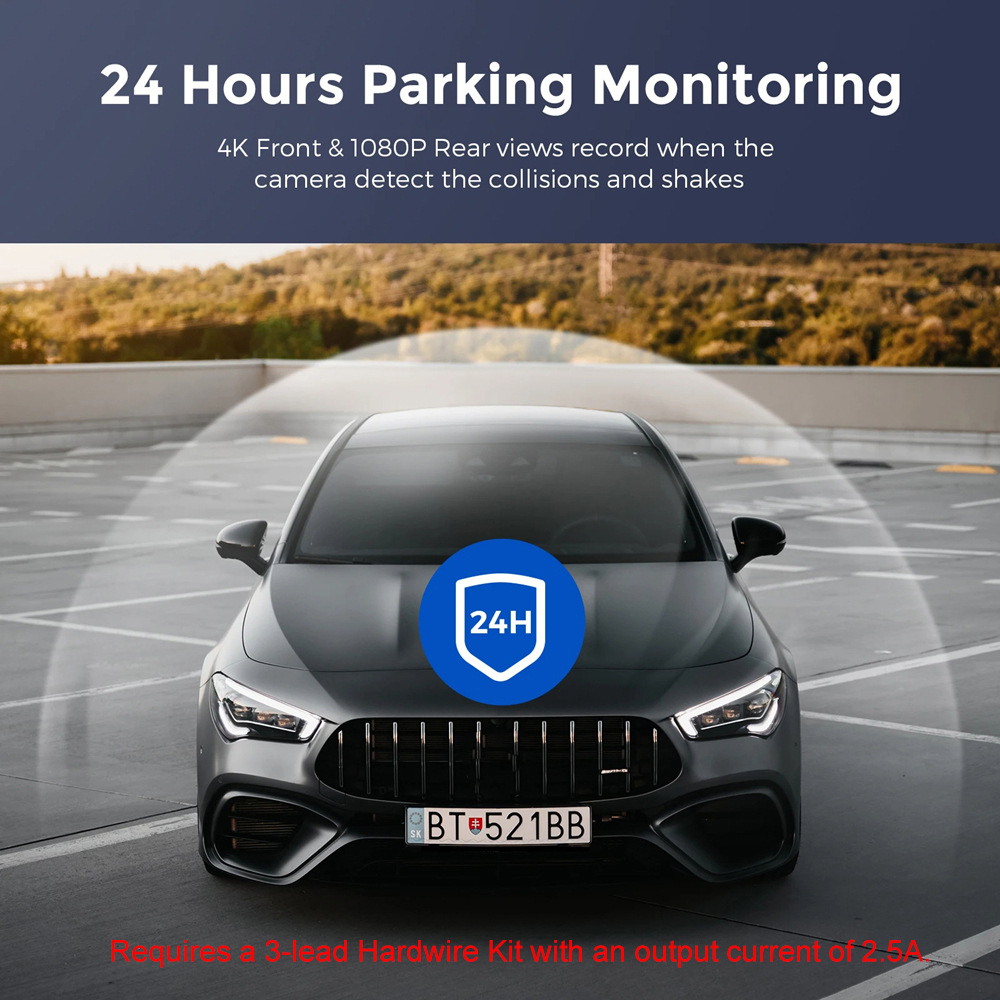 Cross-Border 4K Dual-Recording Dash Cam with High-Definition Night Vision, Parking Monitoring, and Gps Tracking