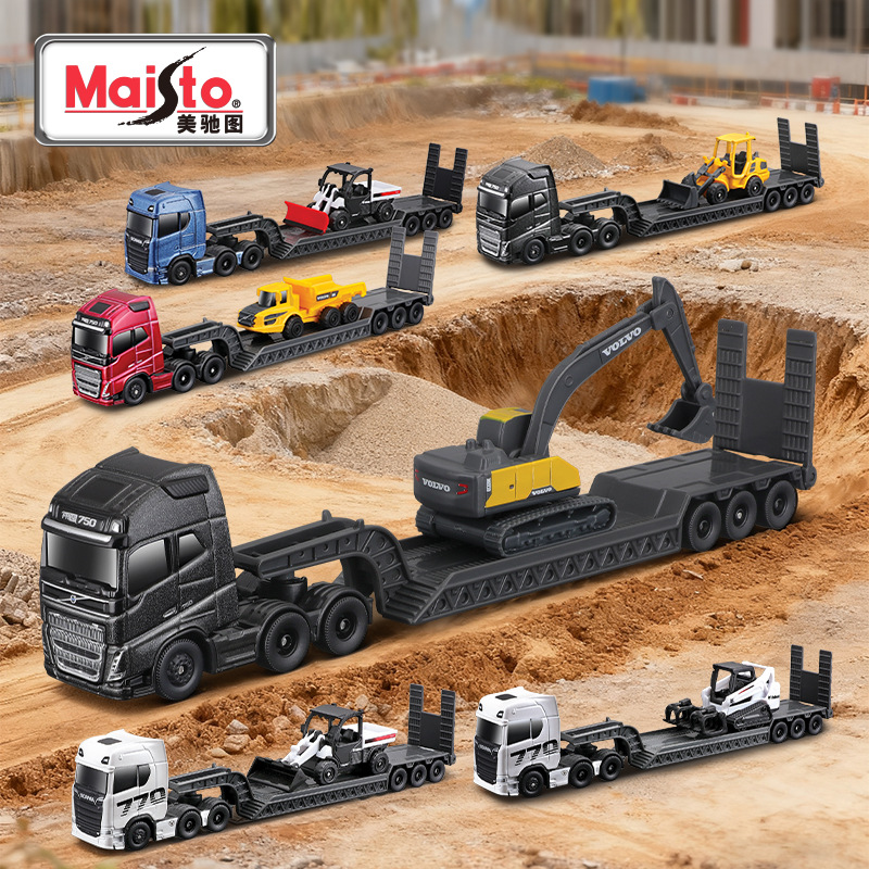 Merchi 1:64 scale truck trailer toy construction vehicle alloy car model wholesale ornament alloy bus