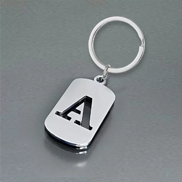 Cross-Border 26-Letter English Alphabet Keychain Pendant Titanium Steel Fashion Unisex Autumn and Winter Square Plate Engraved Pendant Accessory Trendy