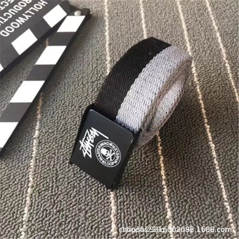 1 cinturón de lona estilo coreano para hombres cinturón de hebilla automática para jóvenes estudiante desnudo de moda simple de moda versátil calle