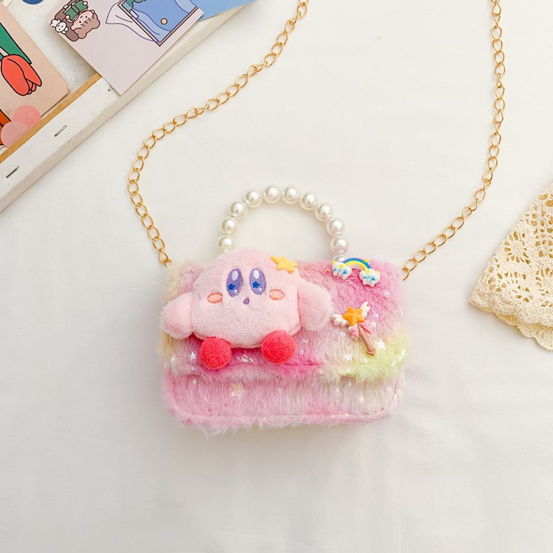 2025 nuevo bolso de niñas de estilo extranjero, bolso de hombro para niños, bolso de peluche, bolso de mano para niñas
