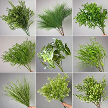 绿色花假花森系绿植龙须草婚庆绢花婚礼布置造景插花路引