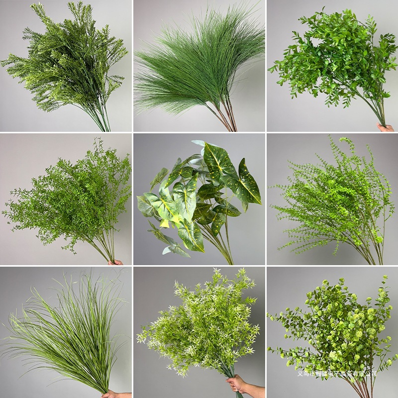 绿色花假花森系绿植龙须草婚庆绢花婚礼布置造景插花路引