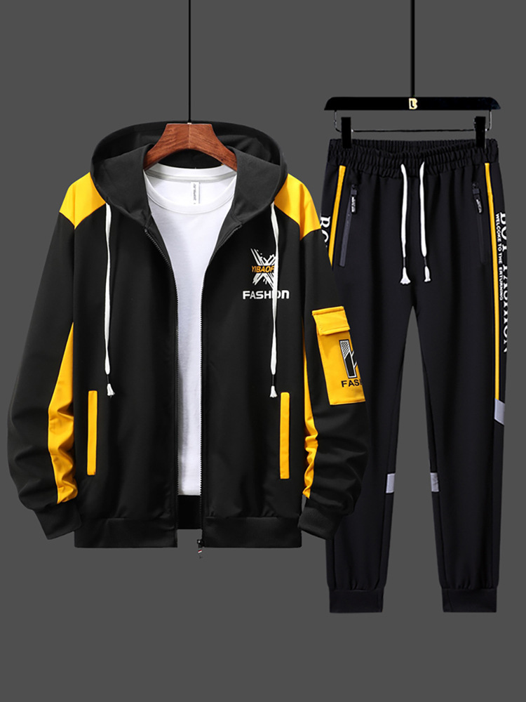 Conjunto de Dos Piezas de Sudadera y Cárdigan Juvenil para Hombre, Estilo Casual y Deportivo, Personalizable para Estudiantes de Secundaria