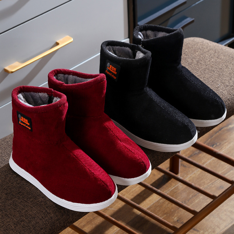Women's high-top cotton shoes 2024 new winter thickened fleece-lined old Beijing corduroy warm cold-proof zipper snow boots Women's high-top cotton shoes 2024 new winter thickened fleece-lined old Beijing corduroy warm cold-proof zipper snow boots