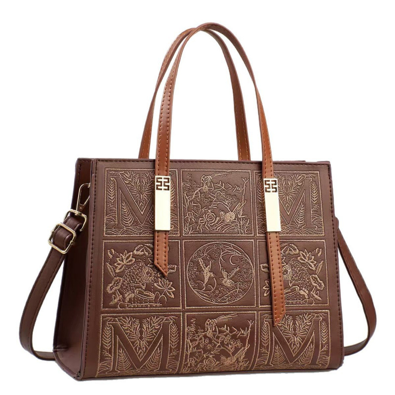 Bolsos bordados de estilo nacional, bolsos de hombro, bolsos de mochila, moda de 2025 nuevas bolsas de madres, bolsas simples