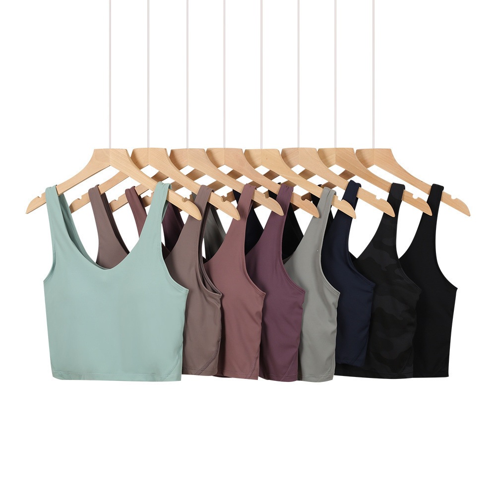original Label Lulu (in Stock) Sports U-shaped Tank Top Women Chest Pads, Underwear With Beautiful Back Design For_desvips.com