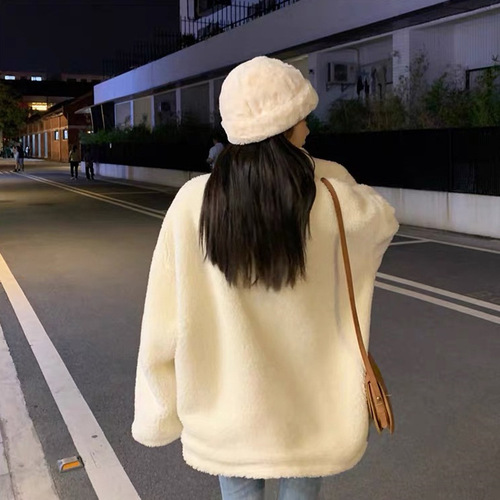 Thermal letter cotton coat for women, 2025 autumn and winter, loose Korean style, small figure hoodie