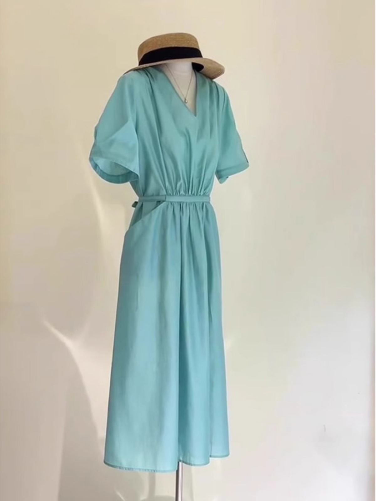 Đầm maxi nữ thắt eo dáng dài màu xanh dương mùa hè FL231978 — Đầm chi tiết 5