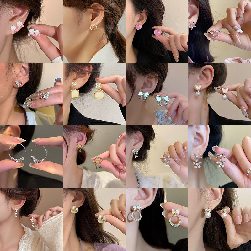 S925銀真珠の花のピアスの女性の贅沢な高級感があります。|undefined