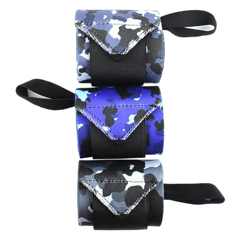 Suministros al aire libre de nylon presurizado de camuflaje bobinado protector de muñeca de levantamiento de pesas de baloncesto de refuerzo protector de muñeca de banda de una sola pieza de entrega