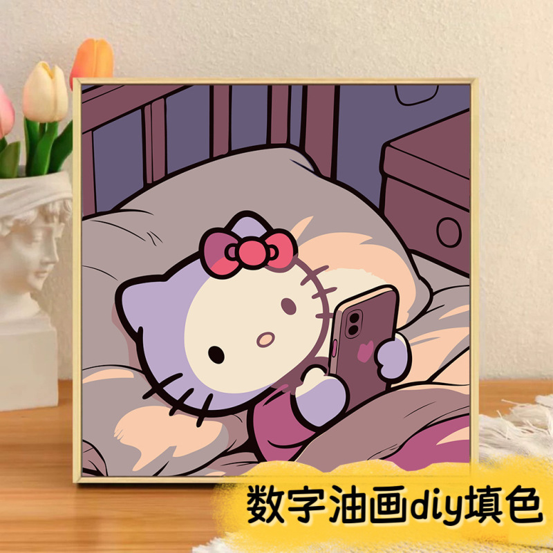 现货批发数字油画diy填色儿童简约手绘涂鸦新中式摆摊丙烯油画|undefined