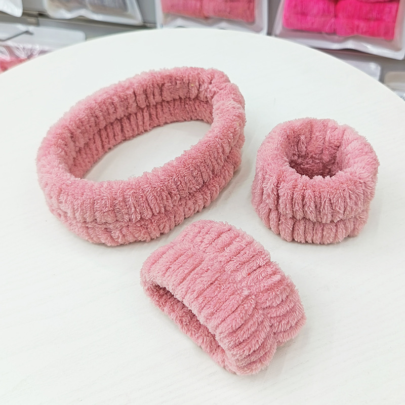 洗脸发带三件套洗漱防水防湿袖敷面膜束发带简约头带女用发捆发箍|undefined