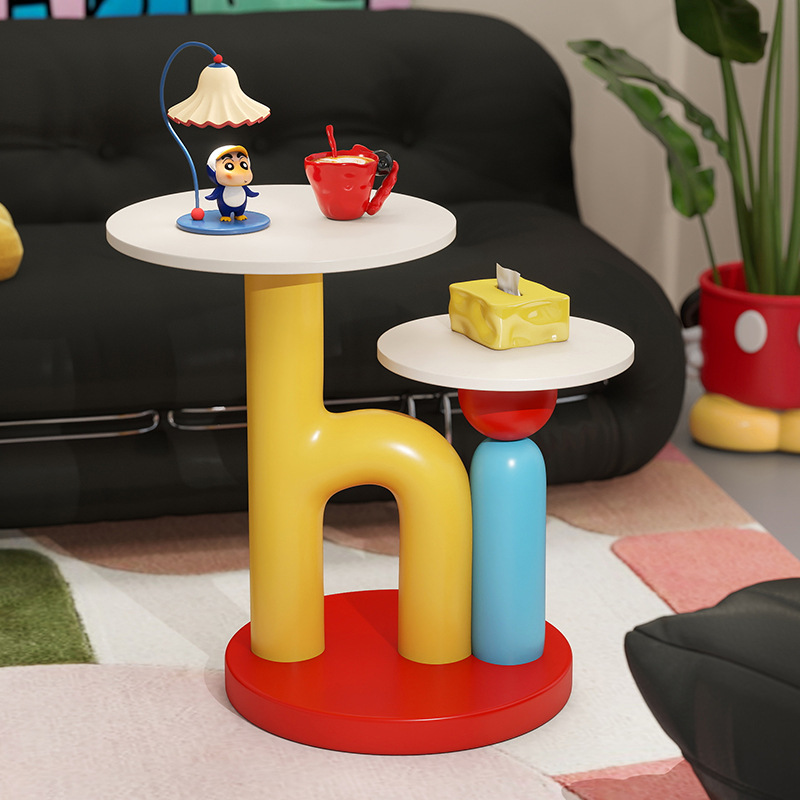 Dopamine Double Tray Side Table Living Room Sofa Floor-Standing Ornaments Small Table Kidsren's Room Bedside Decorative Shelf