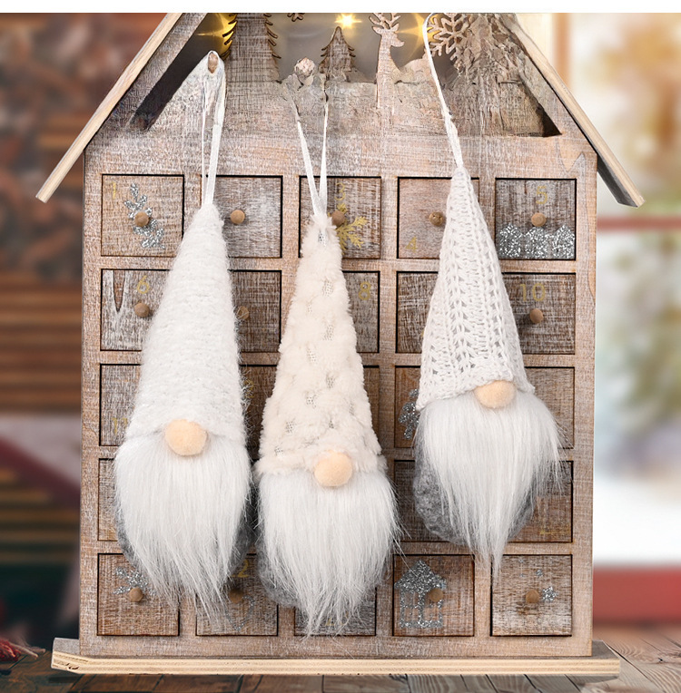 Décoration de Noël créative nouvelle petite poupée tricotée pendentif poupée sans visage petite poupée suspendue vieil homme pendentif_voghion.com