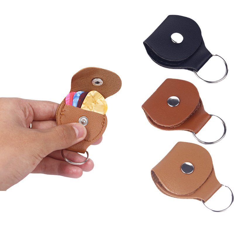 Pu Leather Pick Cosmetics Bag Portable Keychain Bag Protective Cover Storage Guitar Accessories Pick Bag