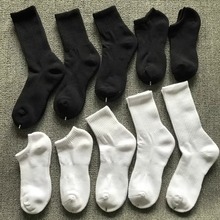毛圈袜子毛巾底男女士纯棉袜子黑白色运动袜中高筒篮球袜百搭情侣