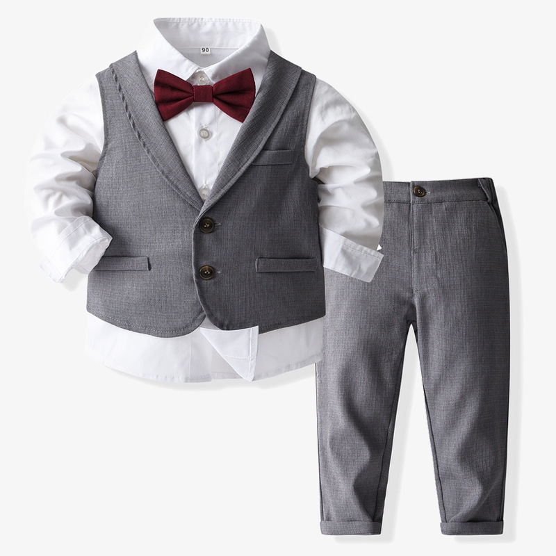 Boys' suit small suit performance clothing autumn new children's party performance clothing flower girl vest shirt three-piece suit