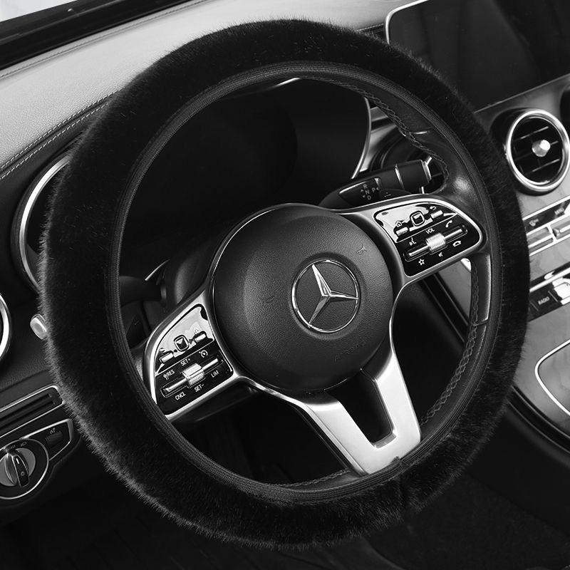 跨境批发短毛绒方向盘套 仿水貂毛弹力松紧带防滑保暖汽车把套