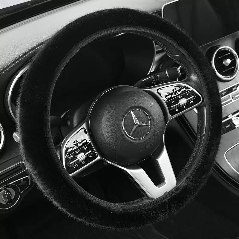 跨境批发短毛绒方向盘套 仿水貂毛弹力松紧带防滑保暖汽车把套